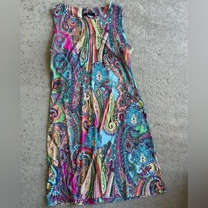 Tommy Hilfiger boho mixed print paisley multi color midi dress stretchy NWOT
